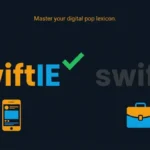 A clean side by side comparison showing the correct Swiftie spelling versus the incorrect swifty typo with corporate and digital icons.