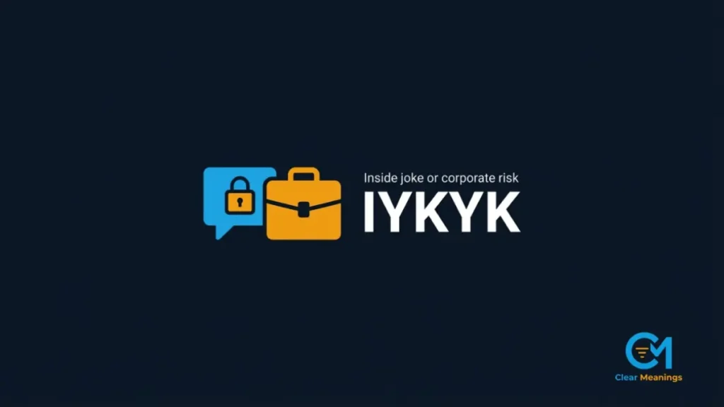 A locked chat bubble and briefcase icon illustrating the iykyk meaning for text and work.