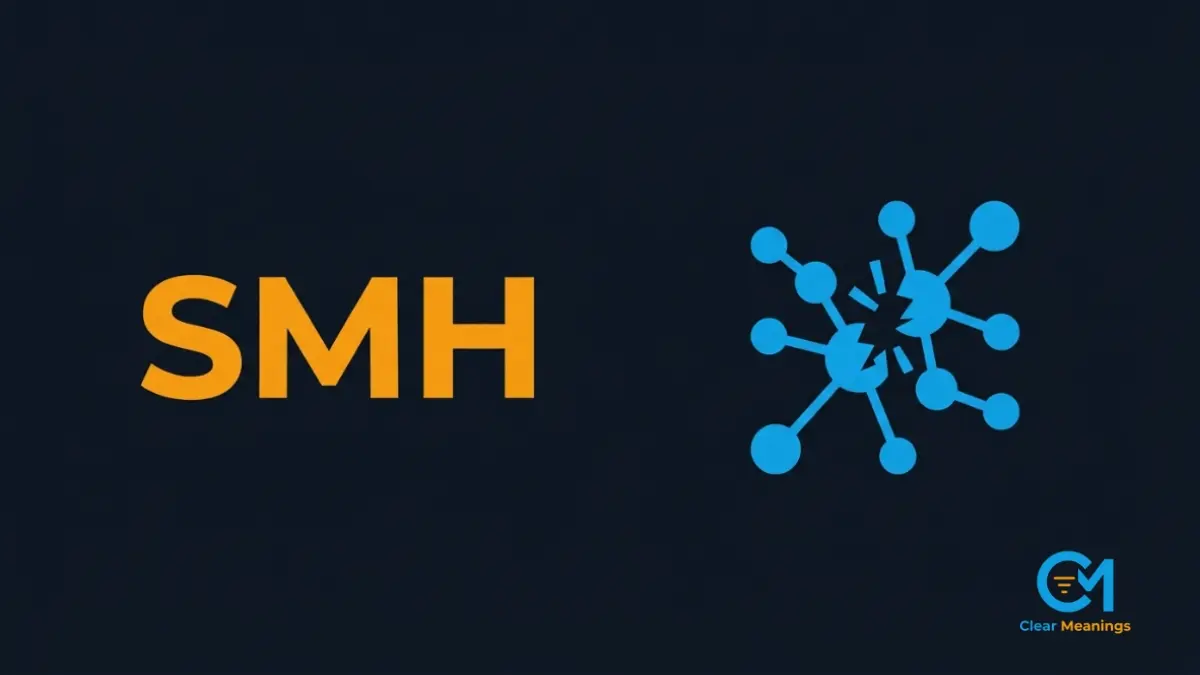 Abstract visual showing a disconnected digital connection node to represent the friction of using SMH slang.