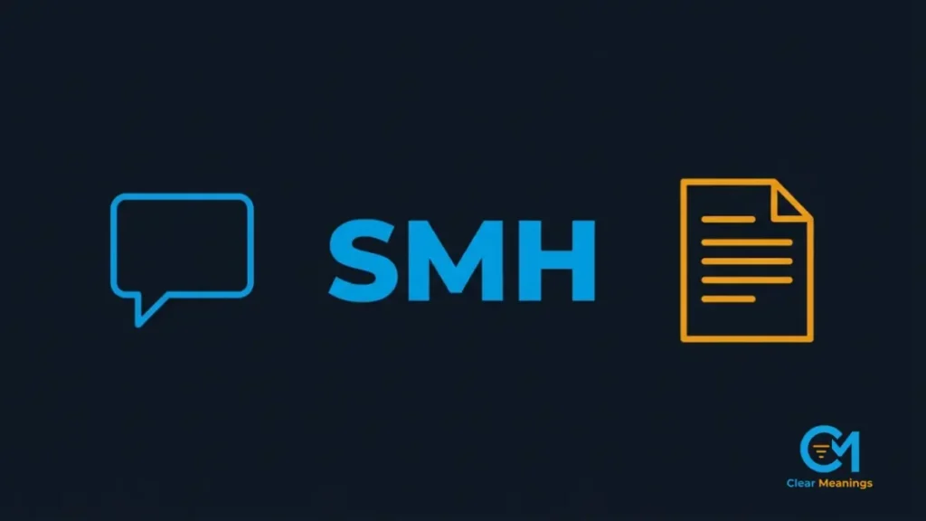 A minimalist comparison showing a casual chat box alongside a structured corporate memo document for SMH usage.