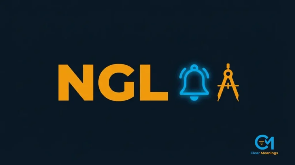 Clean vector graphics showing the difference between internet slang usage of NGL and industry specific definitions.
