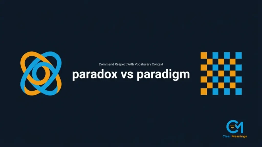 Abstract visual comparing the tonal context of paradox vs paradigm in corporate communications.