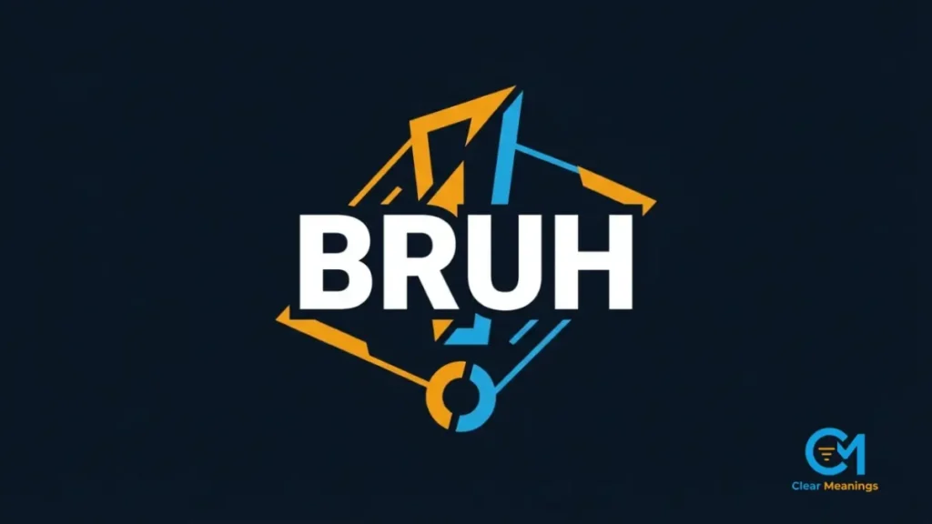 Abstract modern flat vector illustration of a chat bubble highlighting the bruh meaning from a coworker text message.