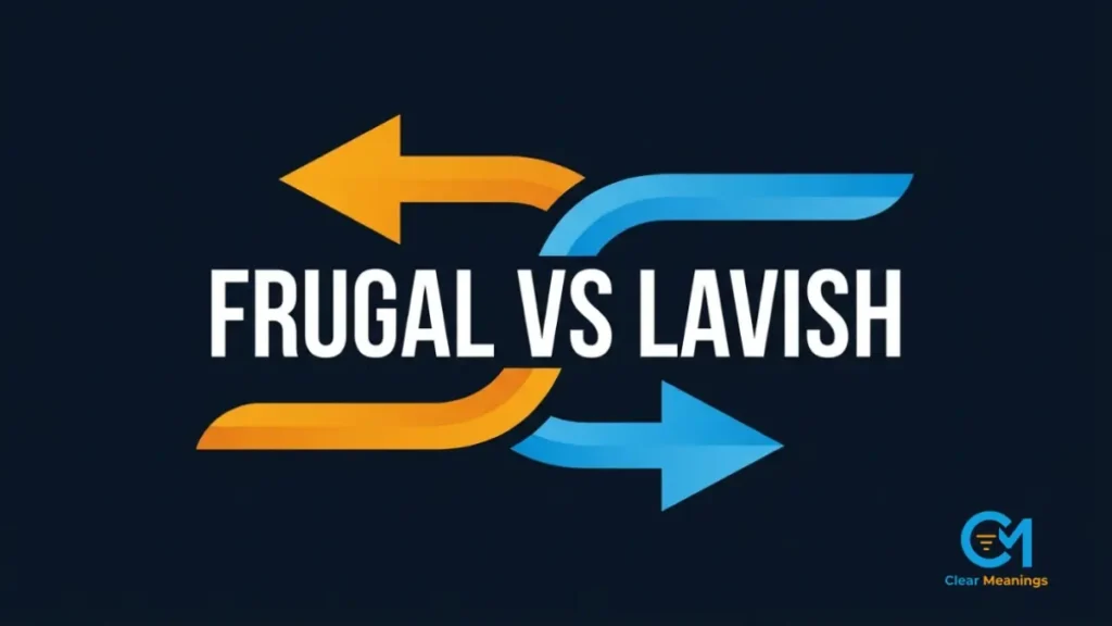 Diverging arrows illustrating the difference between frugal and lavish