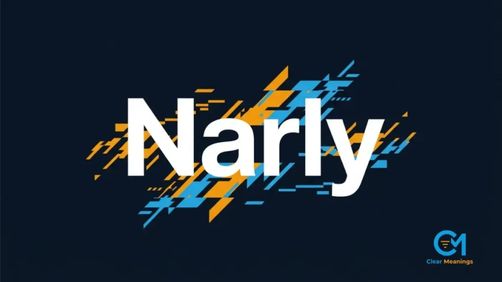 Minimalist dark navy vector design displaying the word Narly with a sharp digital glitch graphic.
