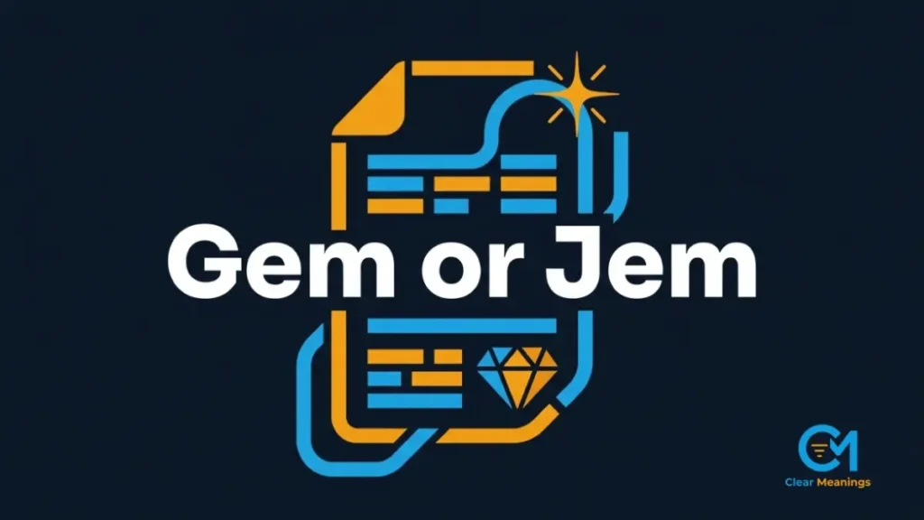 Clean digital graphic representing the professional usage of the word gem in corporate documents.