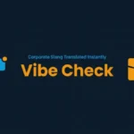 Digital chat bubble and corporate briefcase representing the vibe check meaning at work.