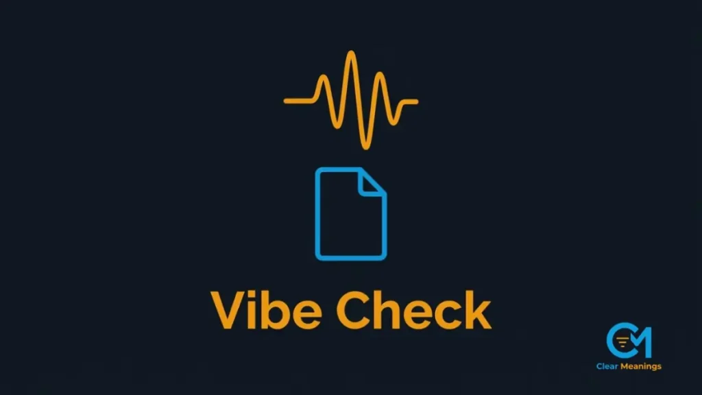 Abstract frequency wave and document symbol illustrating vibe check usage in office communications.