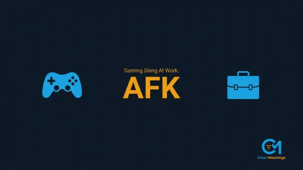 Minimalist vector contrasting a game controller and office briefcase for the AFK acronym.