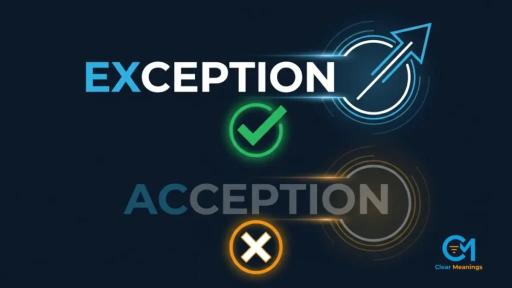 Minimalist diagram illustrating the EX prefix for exception representing an exit or exclusion.