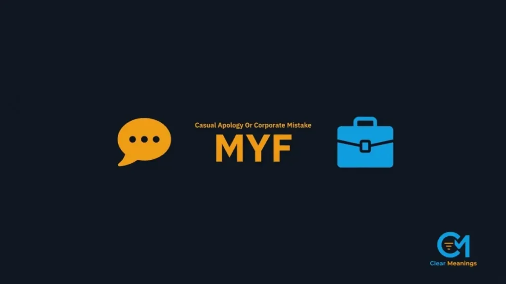 Abstract visual representing the myf meaning in text for digital chat applications versus corporate environments
