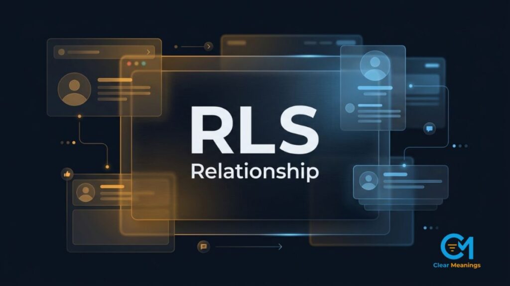 Abstract social media chat interface highlighting the RLS relationship acronym