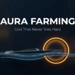 Aura farming meaning featured image showing a glowing amber aura ring around a sleek racing boat on dark glass with the phrase Aura Farming
