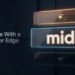 Dark premium tier-ranking panels with the slang word mid highlighted on the middle tier, representing mid meaning slang