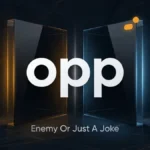 The slang word opp in bold white lettering between two facing glass panels with the hook Enemy Or Just A Joke